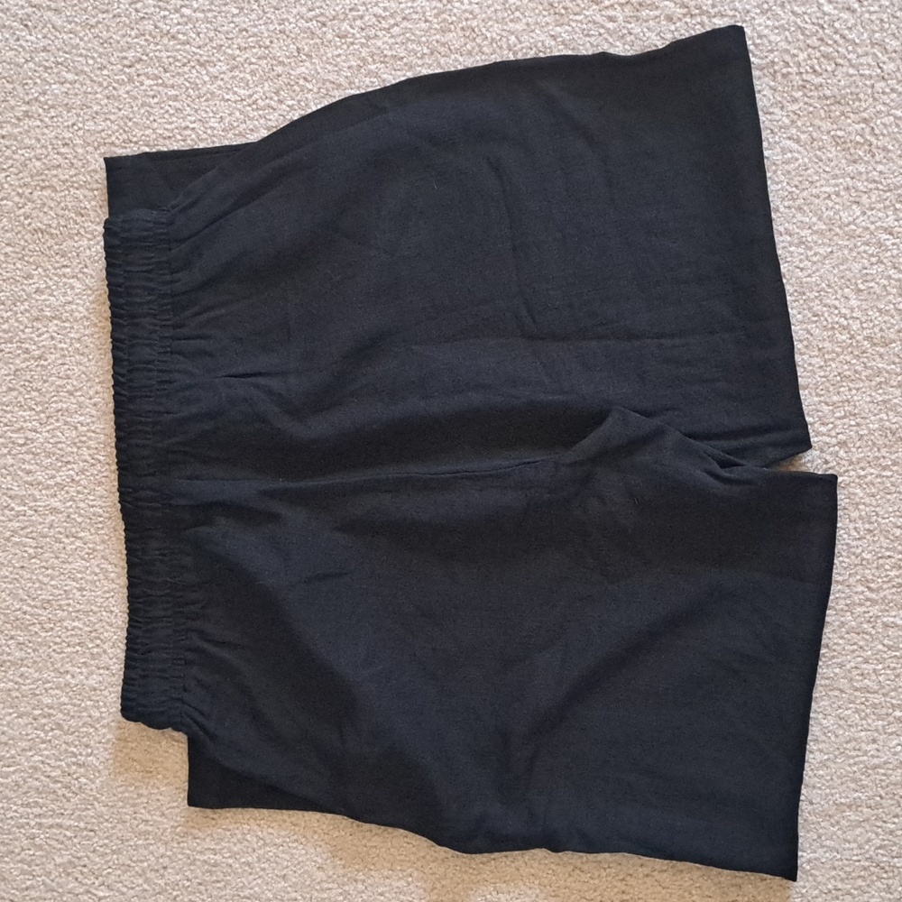 LARGE. (PETITE).   HALARA WIDE LEG CASUAL LINEN FEEL DRAWSTRING PANTS - Picture 8 of 9